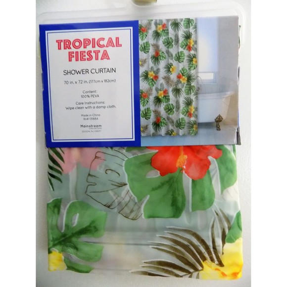NEW Tropical Fiesta Exotic Flowers Shower Curtain 100% PEVA - Picture 4 of 4